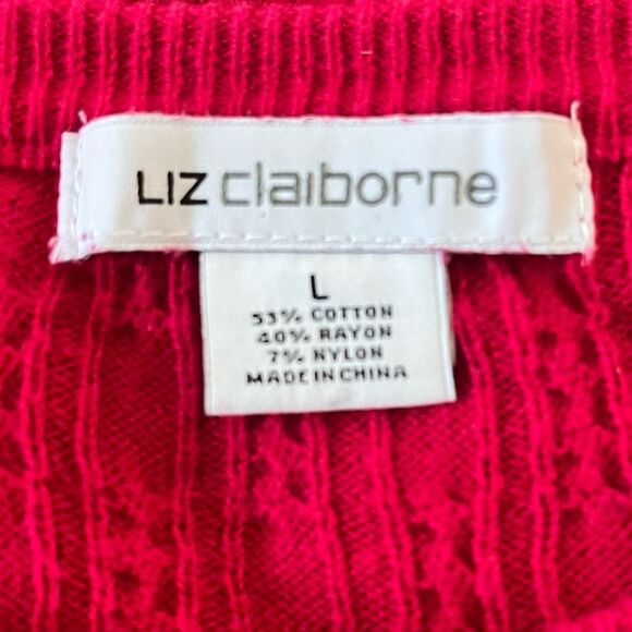 Liz Claiborne Long Sleeve Red Cardigan   Sz L  GUC - Picture 3 of 5